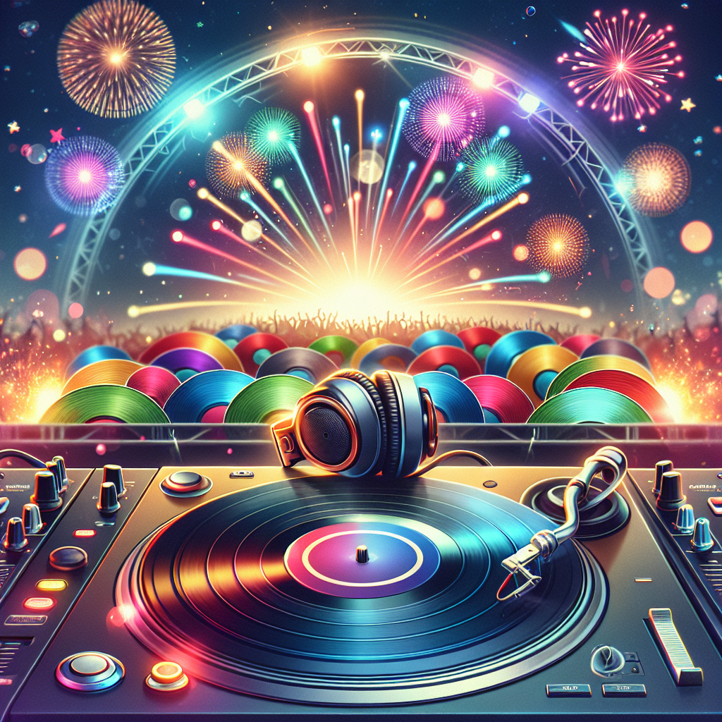 קונסולת DJ מקצועית, תקליטי ויניל ואורות מסיבה תוססים – המחישים איך דיגיי לאירועים יוצר אווירה מחשמלת במסיבה